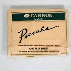 Vintage Cannon Monticello Peach King Flat Sheet No Iron Percale NOS NEW
